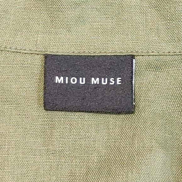Miou Muse Linen Blazer Jacket Single Breasted Button Up Olive Green Womens S NWT - Picture 5 of 9